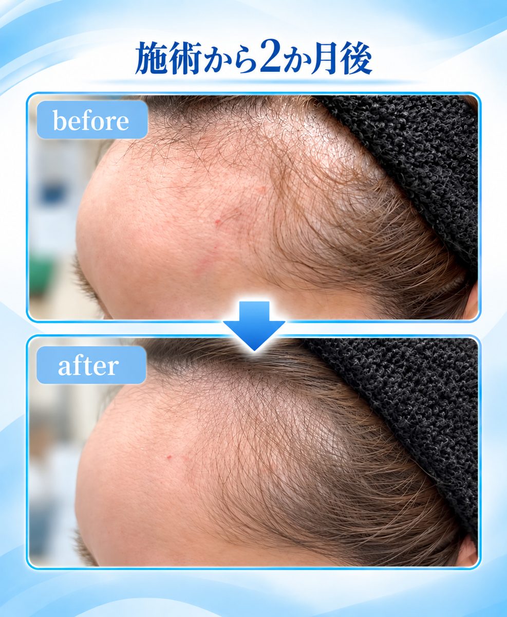 施術から2か月後の生え際